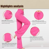 Ylioge Womens Workout Lood Fit pantalone Povratni stroj Stretchy Solid Boja široka noga visoka struka