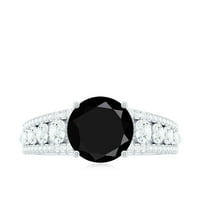 Stvorio Crni dijamantni prsten sa moissine za žene, 14k bijelo zlato, SAD 8,00