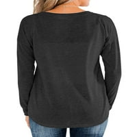 Žene dugih rukava udobne košulje Solid Vintage V izrez Lounge Shirts Business Office Casual Button Bluze