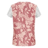 Gathrrgyp Womens Plus Veličina T-majica, Žene Ljeto V-izrez Cvjetni print Clor Clor Gumb Udobne ženske
