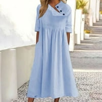 Haljine za žene plus veličine kratkih rukava ručica okrugla vrata Midi Fit and Flare Y2K moda Elegantna
