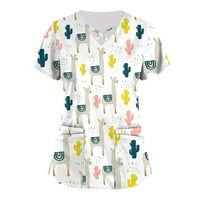Clearsance Ljeto vrhovi V-izrez za bluze za radnu odjeću Grafički printira žene labave bluze kratkih