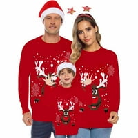 Riforla Muns casual 3D božićni stil tiskani košulju s dugim rukavima Top Red_ XXL