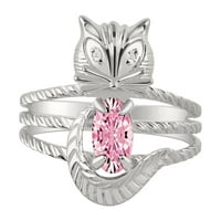* Rylos jednostavno zabavna mačka simulirana ružičasti ledeni i dijamantni prsten - oktobar roštilj. Odličan prsten za ružičasto, srednje ili pokazivač. *