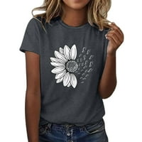 Žene Suncokret Ljeto Majica Plus size Labavi bluza vrhovi Girl kratkih rukava Grafički casual tees ženske košulje dugih rukava