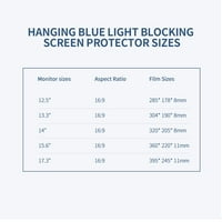 Solfi laptop zaštitnik zaslona Viseći plavo blokiranje svjetla -UV visoko prenosnog filma za 15,6 ''