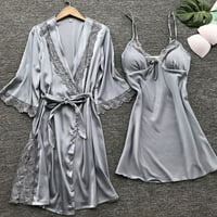 Iopqo pidžame za žene Ženska modna spavaća odjeća Donje rublje čipke Tempptacijsko remen donje rublje Nightdress Grey XL