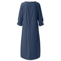 Yuwull haljina s dugim rukavima, povremeni puni rukav okrugli vrat Čvrsti posteljina duga rukava dugačak