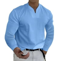 Muški modni vrhovi zimski casual v vrat čvrsti dugi rukav majica s dugim rukavima top bluza