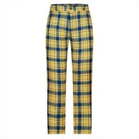 Caveitl casual pantalone za muškarce, muške štampanje personalizirane pantalone džepni gumb odijelo hlače na pantalone žute boje