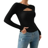Prevelizirani džemperi za žene Čvrsto boje od ramena dugih rukava Ležerne prilike udubljeni nepravilni osnovni džemperi TEE TOP Office Streetwer
