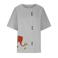 Olyvenn ženski trendy gumbi pamučni posteljina Basic Teers popust smiješni slon grafički vrhovi košulje