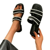 Youmylove ženske sandale biserne ukras modni elegantni proljetni udobni ravni neklizajući otvoreni papuče