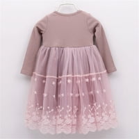 Ketyyh-Chn Baby Girl Girge Odjeća s majicom Dress Dugi rukav Ležerne haljina za zabavu Pink, 110