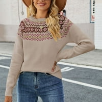 Jeseni džemperi za žene moderno fit džemper pulover casual crew cardiganski džemper khaki m