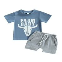 MA & Baby Baby Boy Summer Couboy odjeća, majica s kratkim rukavima, majica + kratke hlače, dva komada