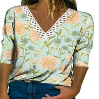 Colisha Women majica Cvjetni print majica Dugi rukav Tee Loose Dailywer V izrez pulover stil a 3xl