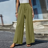 Ženske casual hlače visoka struka pune boje udobne ukrašavanje gumba MINT Green XL