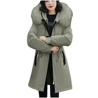 Fonwoon Jakne za žene, žene zimska modna alata dugačak tanka jakna s kapuljačom zimski kaputi Božićni