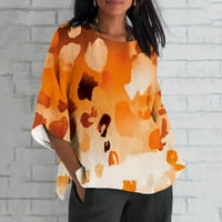 Dyegold ženske vrhove Dužine rukavi Vintage cvjetni print plus size rukav bluze casual v izrez Womens
