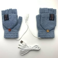 NOVO USB toplije pletenje električne grijaće rukavice pune i pola prste grijane rukavice Mitten Blue