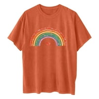 Pulover za žene Trendi atletske tenkove Kompresioniranje košulja Fall Ruffle majice Racerback tenkovi Vintage Drop rukava Rainbow Ispis Uzorak kratkih rukava