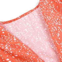 Mini haljine za žene s ljetna haljina ruffle rukave od vrata s visokim strukom cvjetna print mini haljina