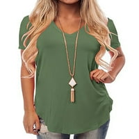 Ženska bluza TUNIC BLUZE Slobodno vrijeme labavo majica Curble Hem Summer Majica Army Green XL