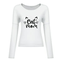 Gaecuw Slatke prevelike majice za žene Bluze s kratkim rukavima Torbeni fit pulover majice majice Mačja