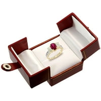 14k žuti zlatni dijamant hq rubin prsten ovalni 3-kamen sa opalom, veličine 6,5