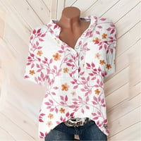 Posteljine za žene Ljetni cvjetni uzorak tunika bluza s kratkim rukavima s kratkim rukavima V-izrez udobne radne majice