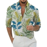 Košulje za muškarce Casual Muška labava lapela Geometrijska tiskana dugmeta za dugih rukava cvjetna majica na plaži Havajski ljetni top muški majice