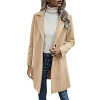 Kaputi za žene, plus veličine Blazer jakne Elegantna labava vuna od vunene kapute od vunene kosti s džepovima