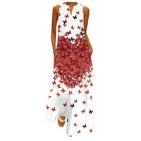 Maxi haljine za žene Cami Žene Print haljina Party bez rukava Maxi V izrez Summer sa džepovima Ženska