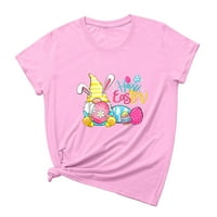 Gotyou Women Modni casual uskrsni vrhovi tiskani košulje s kratkim rukavima Trupa pulover T majice ružičasta m