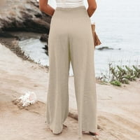 Easery Hlače za žene Visoke elastične stručne komforane ravne hlače dužine teleću ženske salone