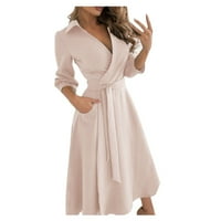 Ležerna haljina za žene Ljeto V-izrez za vitke boje duge zamotavanje modnih karoserija
