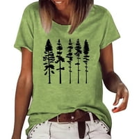 Beppter vrhovi za žene plus veličine TopSwomen-ovo stablo za ispis Ležerne prilike labavi okrugli vrat TOP majica