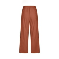 Moda Žene Ležerne prilike za ispis Elastične labave hlače Ravne široke pantalone za noge sa džepom kafe l