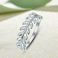 Jednostavan list prsten srebrni list prsten za žene za angažman za angažman za vjenčanje sa kubnim cirkonskim