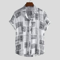 Dugme Down Majice za muškarce Opremljeni Havajski elegantni print Kratki rukav Cortared Ljetna majica