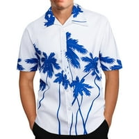 Muški pamuk havajske majice Veliki i visoki gumb dolje kratki rukav na plaži Summer Casual Tropicl Print