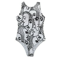 Žene Graffiti Sažetak Print Široki trake Sviranje bez vrata, kostim za povrat Jedno kupaće Žene Dvije