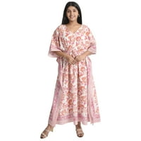 Tkanina Mjesto blok Print Pamučni haljina Maxi haljina Caftan haljina na plaži Wear cvjetni multikolor
