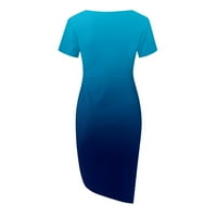 Bazyrey ljetne haljine za žene gradijentne haljine ženski V-izrez Trendi kratkih rukava haljina plave