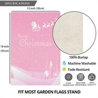 Ružičasta božićna okućnica, vrtna zastava dvostrana djetelina ukrasna zastava za vanjsku zabavu, 059