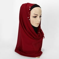 Grofry Women šal, muslimanska arapska čvrsta perla veo hidžab šal za vrat