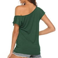 Yubnlvae ženske vrhove bluza t kratke majice Ženska majica na ramenu Ležerne prilike od labavog rukava za ženska bluza Ležerne prilike za žene zelene boje