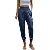 Ženske ljetne hlače satenski elastični struk sa džepom casual pant