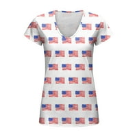 Dan nezavisnosti tiskani majice Žene V-izrez Dnevno ljetne vrhove Amerikanac 4. jula Kratki rukav Košulje